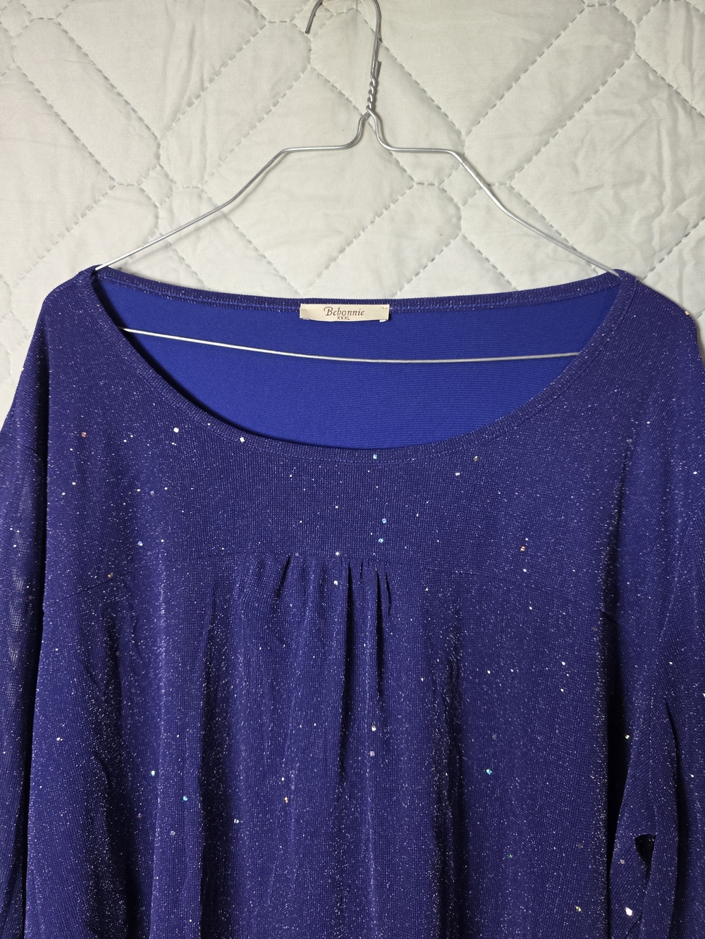 Bebonnie Women's Sparkle Chiffon Layered Sleeve Top Blue Camisole Blouse Sz 3X - Picture 9 of 11